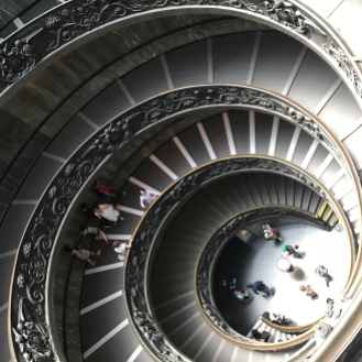 Swirly steps as soon as you enter Vatican. One set goes up, and one set goes down, weaving around each other.